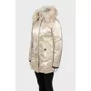 Golden parka with raccoon fur
