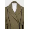 Cropped green jacket with detachable sleeves