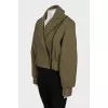Cropped green jacket with detachable sleeves