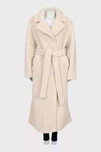 Double-breasted teddy coat