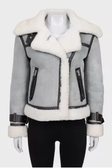 Gray sheepskin coat