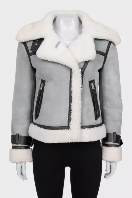 Gray sheepskin coat