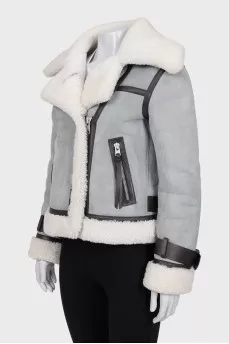 Gray sheepskin coat
