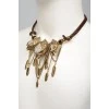 Necklace with metal feathers and eagle heads