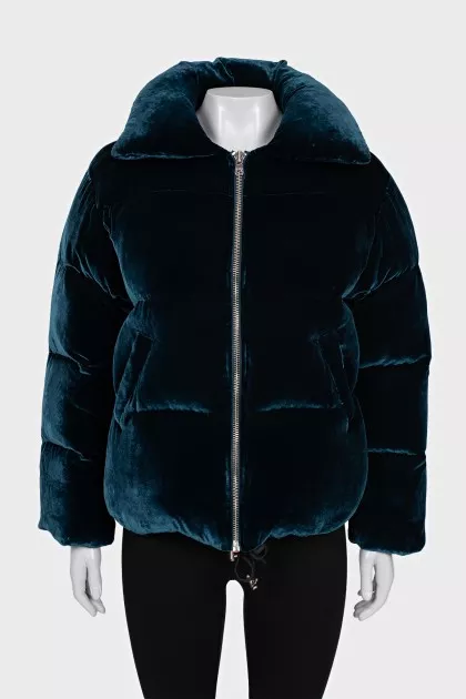 Velvet blue down jacket