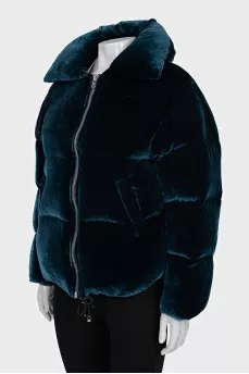Velvet blue down jacket