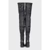 Black leather over-the-knee boots with heels