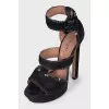 Black suede high heel sandals