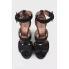 Black suede high heel sandals