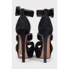 Black suede high heel sandals