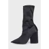 Black textile ankle boots with heels