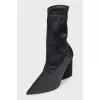 Black textile ankle boots with heels
