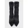 Black textile ankle boots with heels