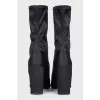 Black textile ankle boots with heels