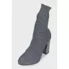 Silver-colored textile ankle boots