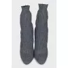 Silver-colored textile ankle boots