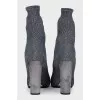 Silver-colored textile ankle boots