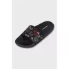 Leather printed flip-flops