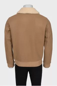 Men's beige jacket with a detachable collar