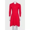 Red dress with gold buttons