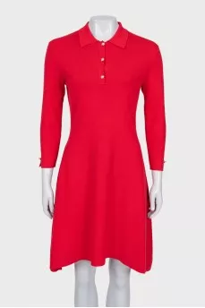Red dress with gold buttons