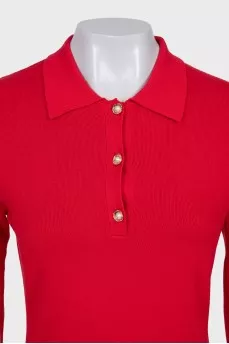 Red dress with gold buttons