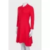 Red dress with gold buttons