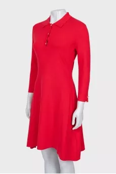 Red dress with gold buttons
