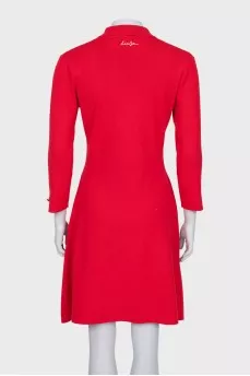 Red dress with gold buttons