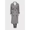 Grey double-breasted trench coat