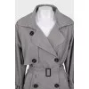Grey double-breasted trench coat