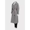 Grey double-breasted trench coat
