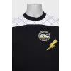 Men's black and white sweatshirt with a patch