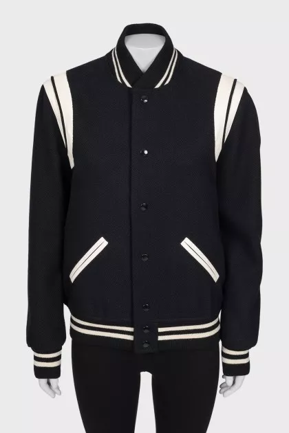 Black bomber jacket with buttons