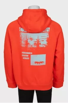 Men's orange hoodie with print