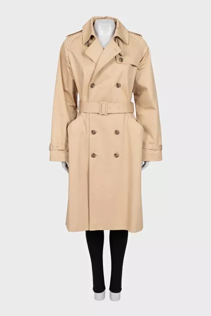 Beige trench coat with belt