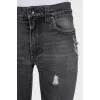 Рваные серые джинсы skinny fit
