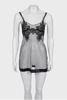 Mesh peignoir with tag