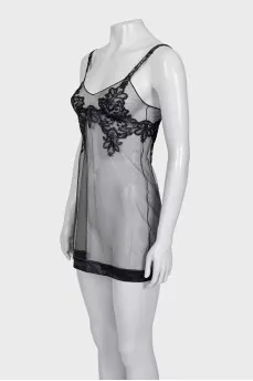 Mesh peignoir with tag