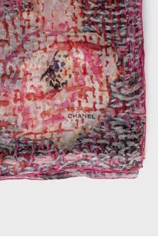 Transparent printed silk scarf