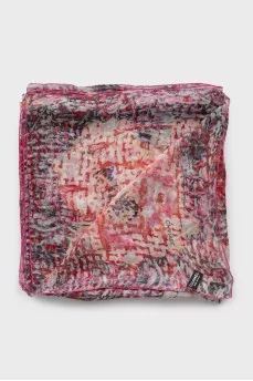Transparent printed silk scarf