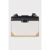 Leather and metal crossbody bag with tag