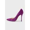 Purple suede pumps