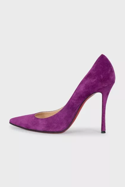 Purple suede pumps