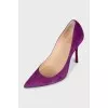 Purple suede pumps