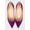 Purple suede pumps