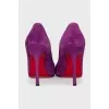 Purple suede pumps