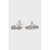 Logo-shaped earrings with crystals