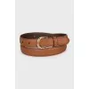 Narrow brown leather belt