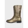 Cropped leather boots with logo